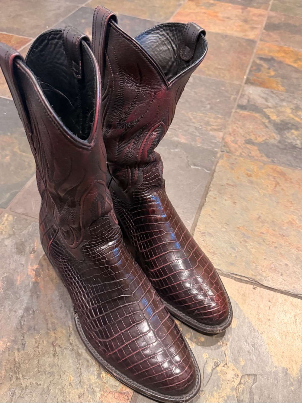 Tecovas The Cooper Black Cherry Nile Crocodile Boots – Men’s 11D